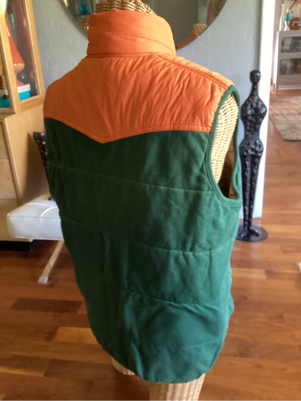 Vintage Polo Ralph Lauren Green Quilted Vest with Orange Yoke - Picture 7 of 14